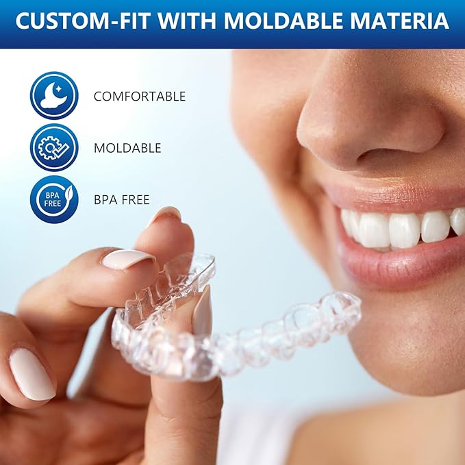 Night Mouth Guard for Teeth Grinding & Clenching, Neateeth Dental Bite Guard with 12 Cleaning Tablets, 4 Packs Sleep Mouthguard for Bruxism