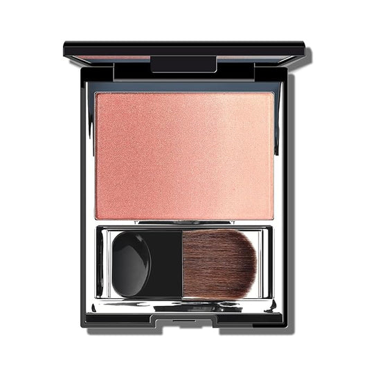 KYDA Warm Rose Shimmer Blush, Gradient Cameo Brown Pink Color, Micro-fine Pearl Powder Blush, Soft Buildable Cheek Color, Lightweight Smooth, Multiuse Blusher Compact