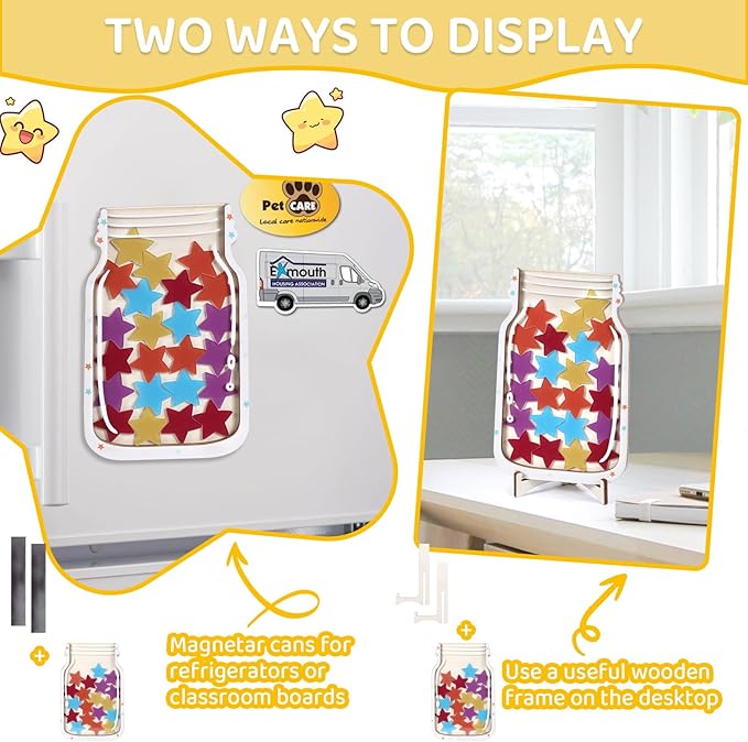 Classroom Reward Jar for Kids Students, Personalized Magnetic Reward Jar, Positive Behavior Training Reward Jar, Reward Chart for Classroom and Home