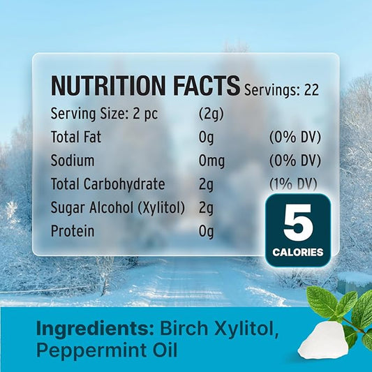 SNØ Peppermint Xylitol Candy Chips | Oral Health Support | Pure Birch Xylitol | Sugar-Free, Low-Carb, Diabetic-Friendly | Vegan, Non-GMO, Gluten-Free, Kosher, Keto-friendly (1 LB Bag)