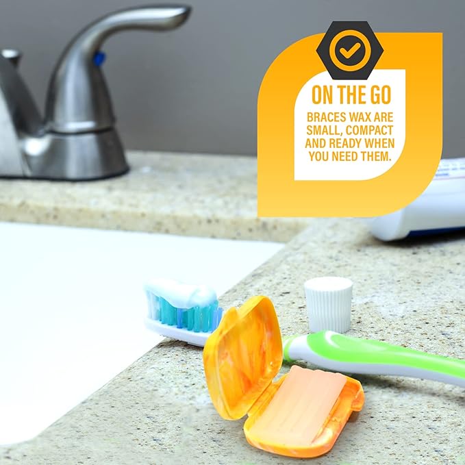 Orthodontic Dental Wax for Braces – Premium Braces Wax in Designer Marble Cases, Tooth Wax for Braces, Clear & Unscented, 10-Pack Assorted Colors