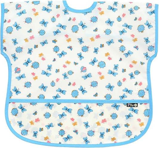 Short Sleeve Waterproof Bib for Toddlers – Easy Clean Feeding Apron for Mealtime, Daycare, Self-Feeding, Lightweight