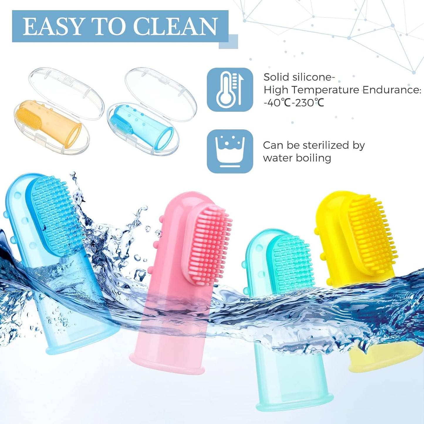 Zopeal 16 Sets Baby Finger Toothbrush for Toddler Kids with Boxes Travel Storage Case Silicone Soft Finger Toothbrush for Infant Newborns Lids Training Healthy Oral Habits Teething Cleaning Massaging