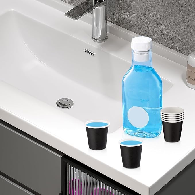 300 Pack 3oz Black Paper Cups, Mouthwash Cups, Disposable Bathroom Cups, Disposable Cups 3oz Ideal for Bathroom, Halloween, Birthday Party, Picnic and BBQ