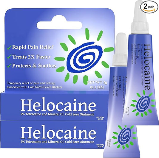 Fast Acting Cold Sore Treatment for Lips & Inside Mouth Canker Sore, Oral and Topical Rapid Pain Relief Over-The-Counter, 3g, 2 Pack