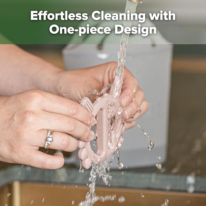 Haakaa Silicone Crab Baby Teether,Teething Toys,360°Baby Toothbrush Head for Infant Self-Brushing Training,Food-Grade Silicone,Blush