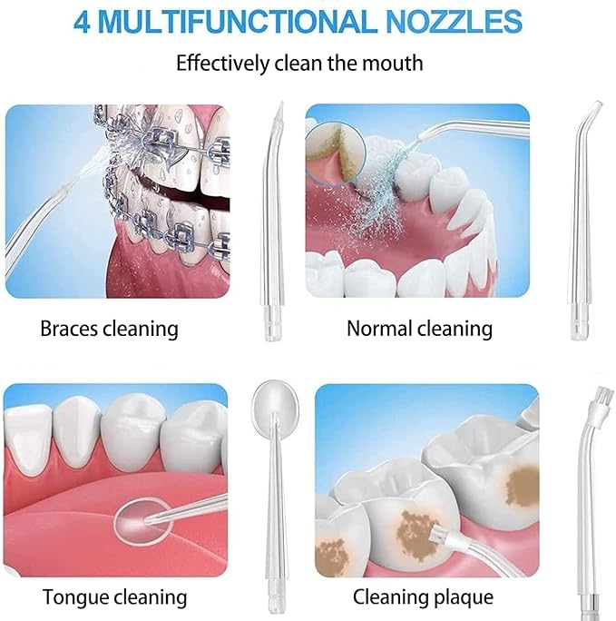 iHealthia-Water-Flosser-Teeth-Oral-Irrigator,Rechargeable-Waterproof,Portable Cordless,Water flossers, 3 Modes 4 Nozzles, for Home&Travel
