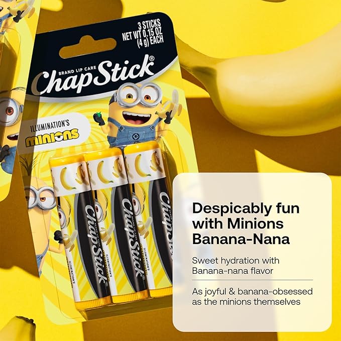 ChapStick Bulk Lip Balm, Minions Banana-Nana (36 Sticks), Party Favors for Kids, Stocking Stuffers, 0.15 Oz Ea