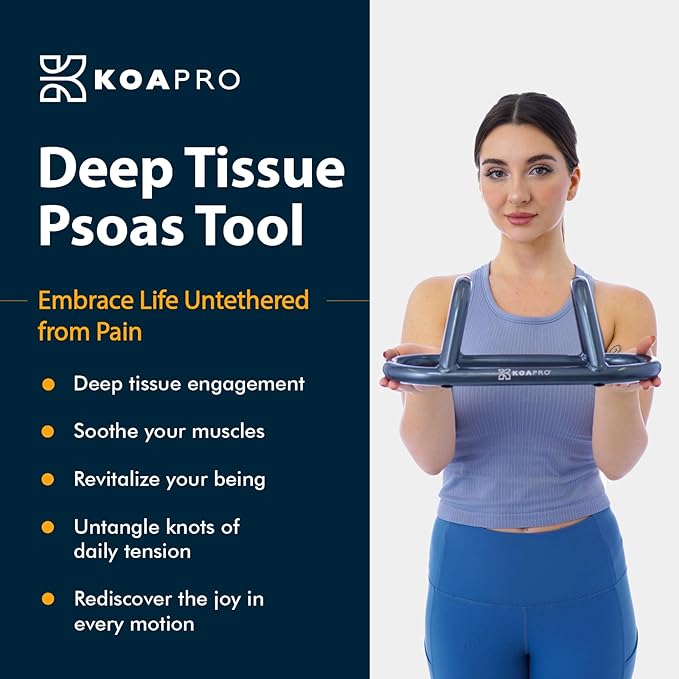 KOAPRO Psoas and Hip Hook Release Tool for Iliacus and Hip Flexor; Alleviate Pain and Tension, Targeted Deep Tissue Massager for Back, Core, Iliopsoas, Piriformis etc., Boost Relief and Recovery