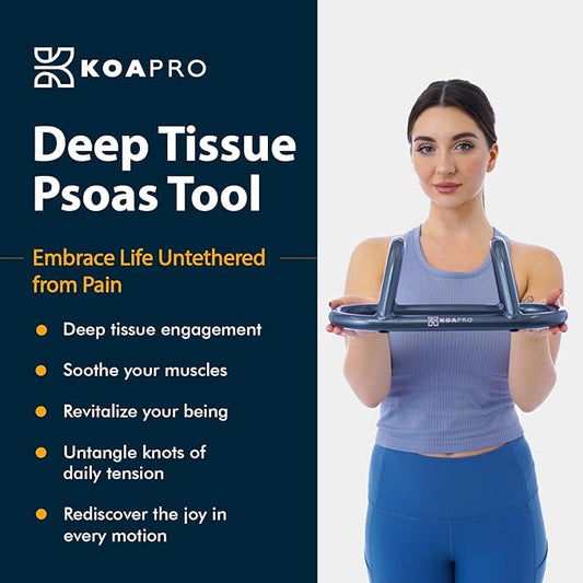 KOAPRO Psoas and Hip Hook Release Tool for Iliacus and Hip Flexor; Alleviate Pain and Tension, Targeted Deep Tissue Massager for Back, Core, Iliopsoas, Piriformis etc., Boost Relief and Recovery