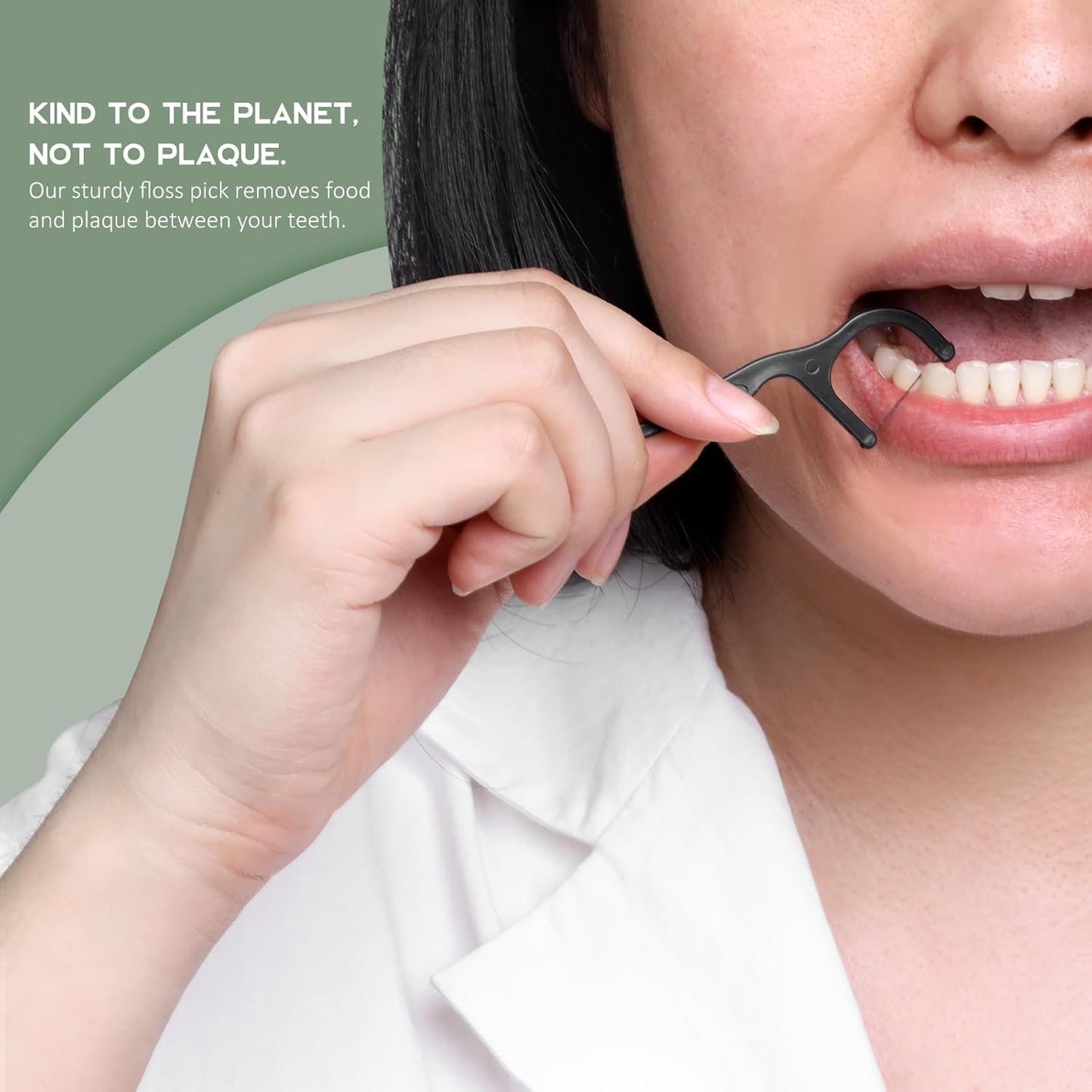 Floss Picks (300 Count) – Plant Based Dental Floss Picks for Superior Oral Care, Dental Hygiene, and Gum Health, Cruelty Free Tooth Floss Picks Single Thread (Charcoal)