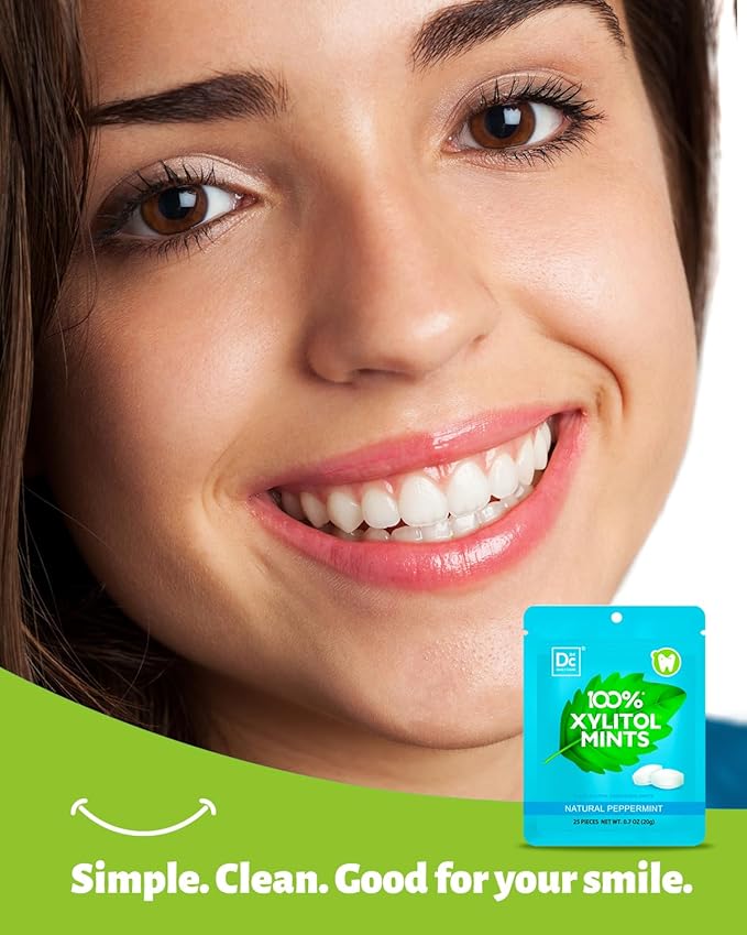 DC24 DAILY CARE 100% Xylitol Mints | Aspartame Free, Sugar Free, Vegan, Gluten Free & Keto Friendly | Natural Peppermint Flavored Mints, 25 Piece-Pack, 4 Packs