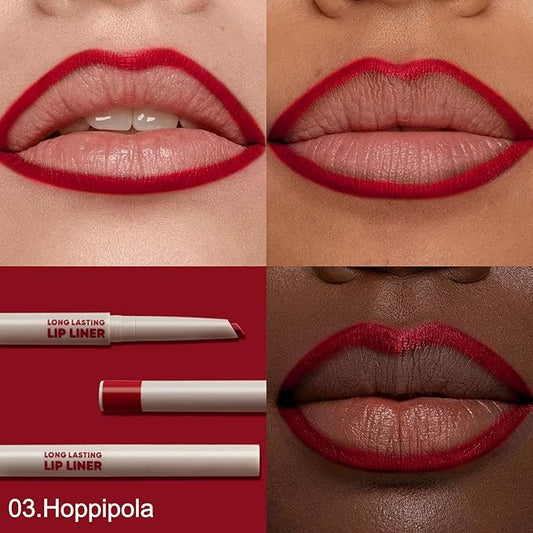 Erinde Long-Lasting Lip Liner Pencil, 2-in-1 Matte Lipliner Pencil for Sculpting & Filling, Rich Color Creamy Waterproof Lip Liner Crayon, Lip Contour Tint Makeup, Vegan & Cruelty-Free, 03 Vibrant Red