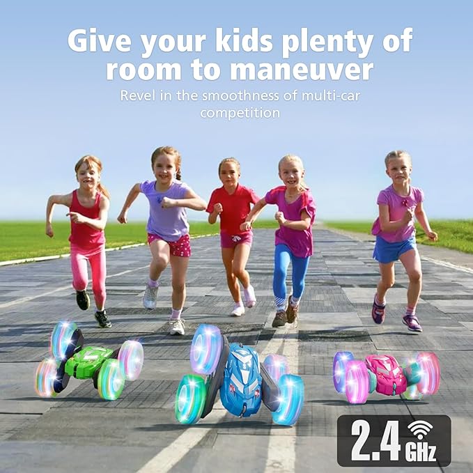 Remote Control Car for Boys 6-12 with Flashing Light, 6 7 8 9 Years Old Boy Toys, RC Cars Stunt 4WD Double Sided 360 Flip, Boy Gift Idea for Kids Birthday Present Christmas Indoor Outdoor Blue