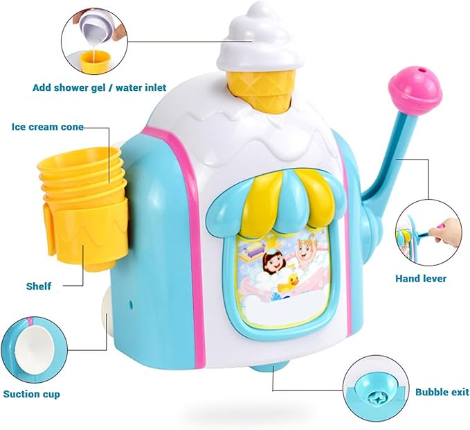 Bath Bubble Machine,Bath Toys for Toddlers,Ice Creams Maker Bubble Machine Bath Toys Bubble Pretend Cake Play Set Water Bathtub Toys,Toy for 3 4 5 6 7 8 Years Old Boys Girls Christmas Birthday Gifts
