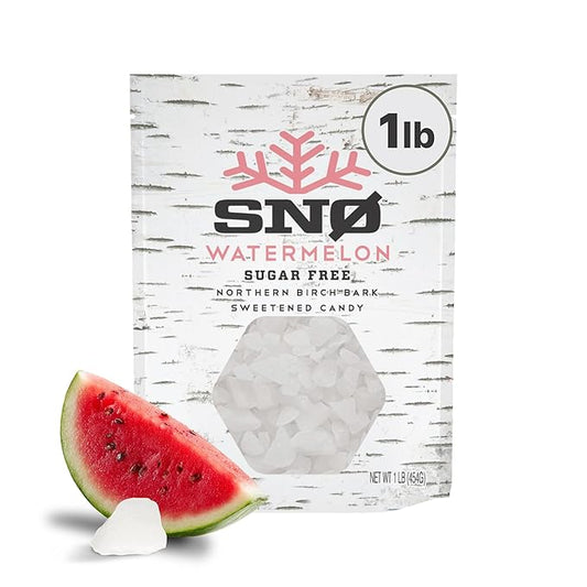 SNØ Watermelon Xylitol Candy Chips | Oral Health Support | Pure Birch Xylitol | Sugar-Free, Low-Carb, Diabetic-Friendly | Vegan, Non-GMO, Gluten-Free, Kosher, Keto-friendly (1 LB Bag)