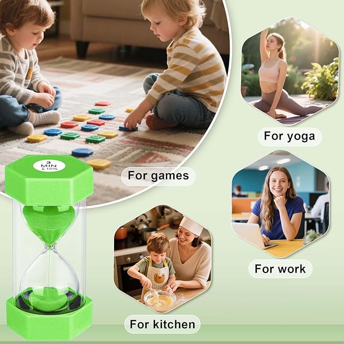 Hourglass 45 Minute Sand Timer, Green Plastic Sand Clock 45 Min, Colorful Hour Glass Sandglass for Classroom Gmaes Home Office Decor (Green)