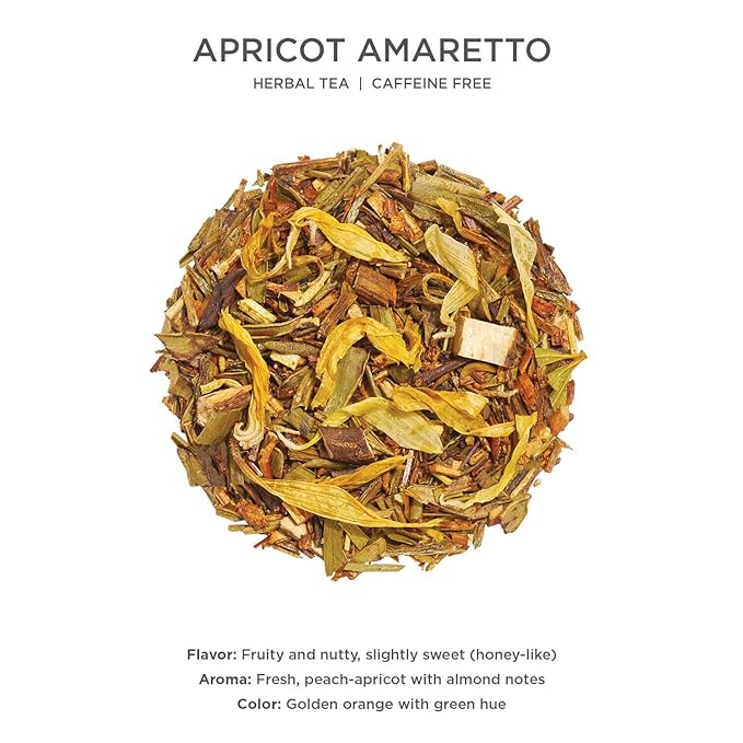 Tea Forte Apricot Amaretto Premium Loose Leaf Caffeine-Free Herbal Tea Blend Canister, Makes 35-50 Cups