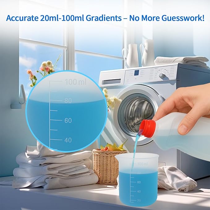 Laundry Detergent Cup,Silicone Laundry Detergent Measuring Cup,100ml Soft Material with Precision Scale–Reusable,No-Clean Design for Washing Machine & DIY Resin, Soap, Plaster Crafts(2 PACK)