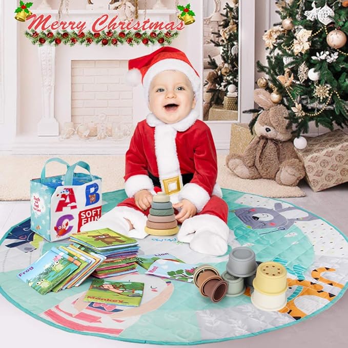 Mini Tudou 26 PCS Baby Soft Alphabet Cards, ABC Learning Flash Cards with Storage Bag, Washable Soft Letter Early Educational Toy for Babies Infants Toddlers Boys and Girls 0 1 2 3 Years Old