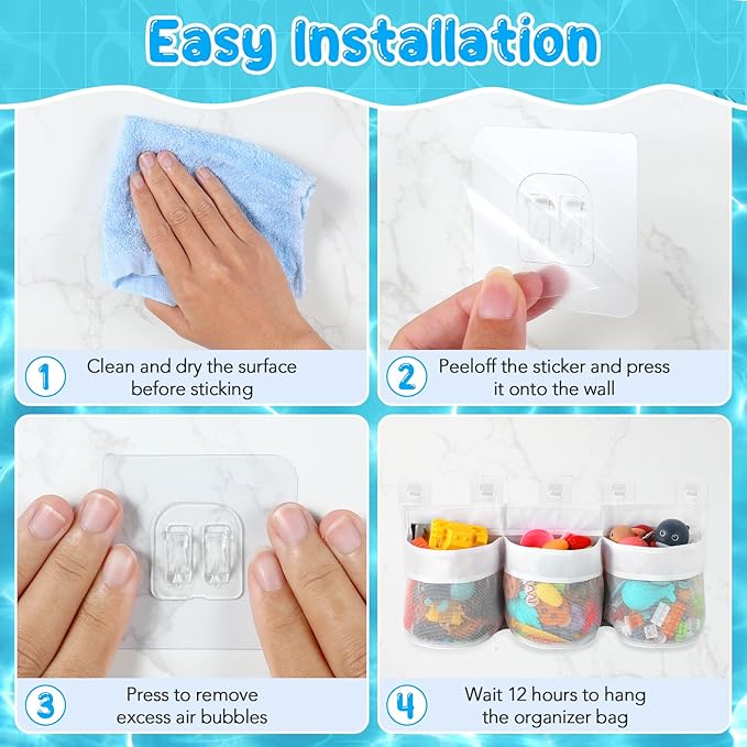 Bath Tub Toy Storage Organizer, Bathtub Toys Storage, Baby Bath Toy Organizer for Tub, Kids Toy Net Storage, Shower Basket Accessories Bath Toys Holder for Tub (White)