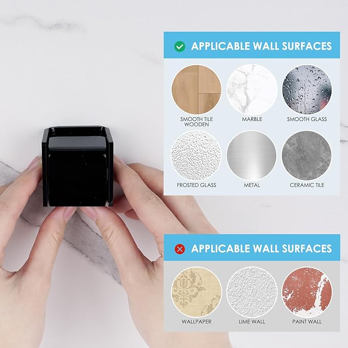 2 PCS Toothbrush Holder Wall Mounted with Cover for Bathroom, Self Adhesive Toothbrush Storage Organizer for Shower, Mini Toothbrush Hanger Rack for Dorm, Cabinet (Black)