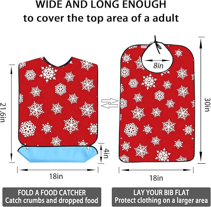 2 Pack Adult Bibs for Women, Adult Bibs for Special Needs Adults, Waterproof Leakproof Clothing Protector, Washable & Dryable Large Bib