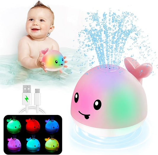 Baby Girl Bath Toys, Christmas Stocking Stuffers 1 Year Old Girl Gift, Toddler Bath Toys for Kids Ages 1-3 Light Up Whale Bath Toy Sprinkler Infant Baby Toys 6-12-18 Month Bathtub Fountain Toy