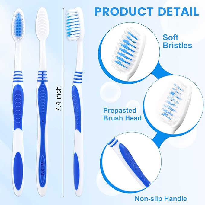 200 Prepasted Disposable Toothbrushes Individually Wrapped Pre Pasted Toothbrushes Soft Bristle Travel Tooth Brush Single Use Wrapped for Hotel, Camping, Travel and Gift for The Homeless