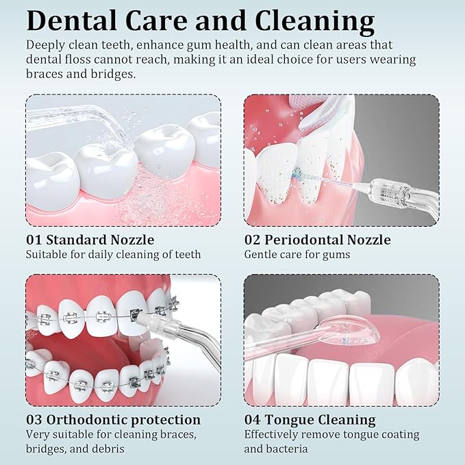 Mini Water Dental Flosser Pick for Travel, Rechargeable Oral Irrigator, Portable Collapsible Water Teeth Cleaner for Braces and Dental Care Sensitive Teeth On-The-Go Use