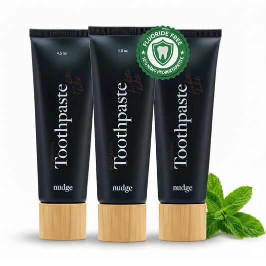 Nudge 10% Nano Hydroxyapatite Toothpaste, Remin+ with Vitamin E, Fluoride-Free, SLS Free, Helps Remineralize Enamel, Supports Dry Mouth Relief and Sensitive Teeth, Mint, 4 oz (Pack of 3)