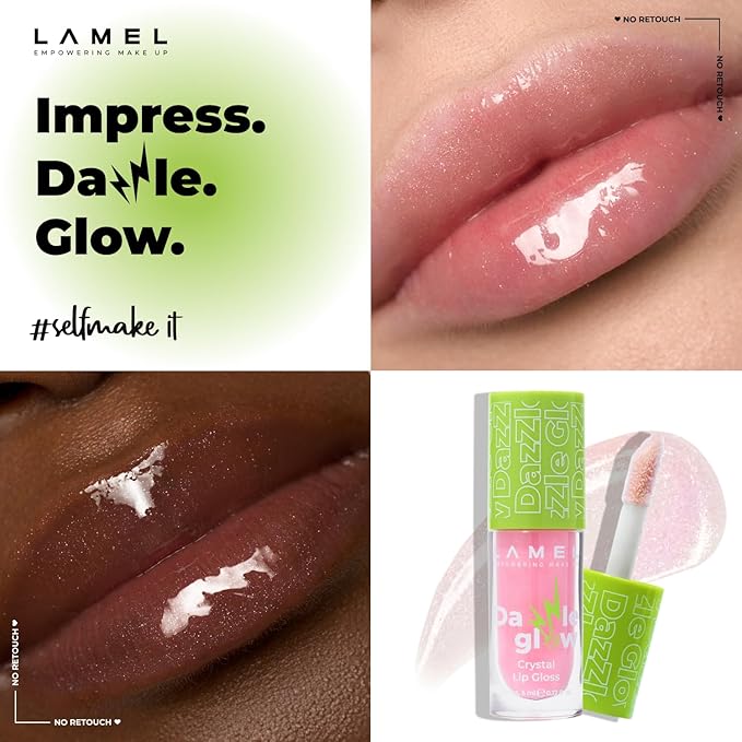 Lamel Dazzle Glow Crystal Clear Lip Gloss - Hydrating Lip Gloss - Non Sticky - Colored - Moisturizing - №401 Blossom