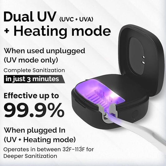 Portable UV Toothbrush Sanitizer Holder & Cleaner with UV Light & Magnetic Mounting - Rechargeable Toothbrush Sanitizer for Travel Cover, Wall Mounted UV Tooth Brush Sanitizer Holder Fits Most Brushes
