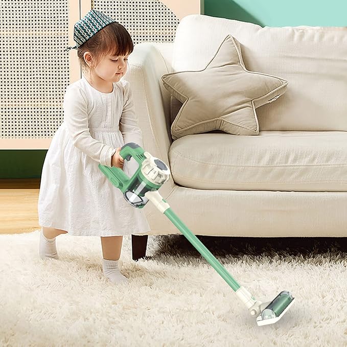 3-in-1 Kids Vacuum That Really Works, Toddler Toy Vacuum Cleaning Set for Children Aged 3+, Fun Kids Working Toy Vacuum Cleaner with Working Suction for Realistic Play (630Green)
