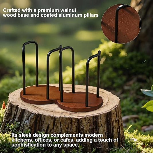 Wood Bathroom Cup Holder 3oz-8oz, Stylish Walnut Disposable Cup Dispenser, Plastic Mouthwash Cup Storage Organizer for Cups (Under 3.35in Diameter) -Perfect for Office, Kitchen, Gym, School or Cafes