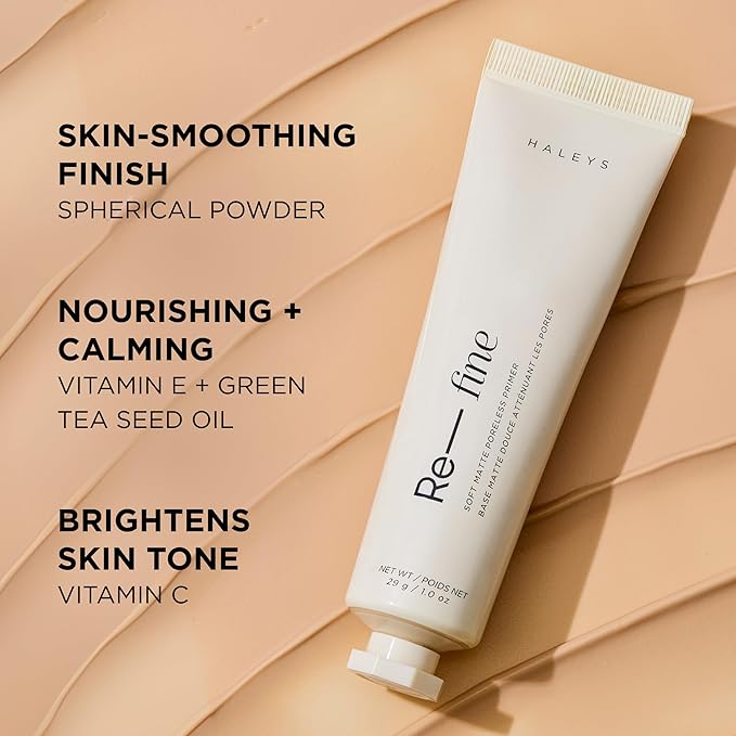 HALEYS Re-fine Soft Matte Poreless Face Primer - Mattifying Primer for Oily Skin, Pore Blurring Primer with Vitamin C & E, Pore Minimizer for Face, Long-Lasting Foundation Primer Base Makeup