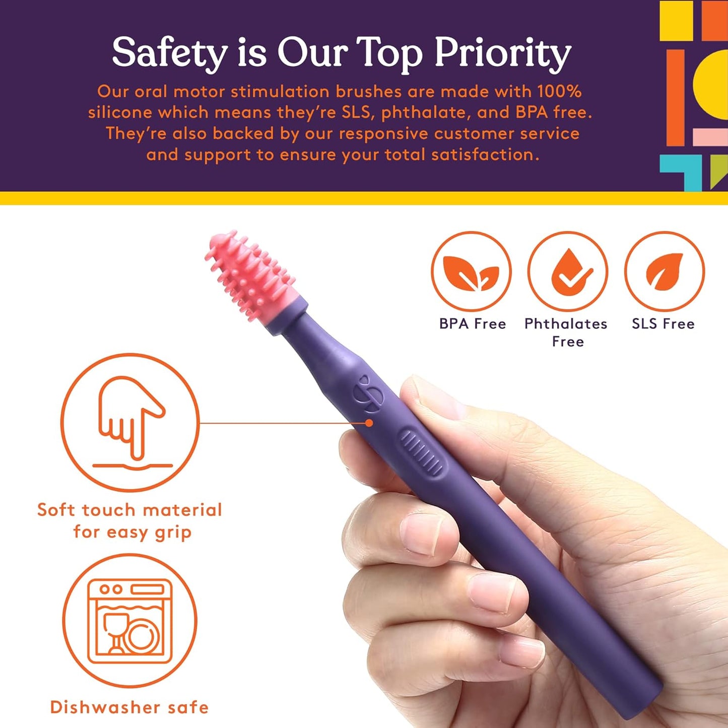 Special Supplies Sensory Mouth Brushes and Oral Stimulation Tools for Kids and Adults, Wake Up Mouth for Desensitization, Soft, Flexible, Textured Silicone (6 Pack)