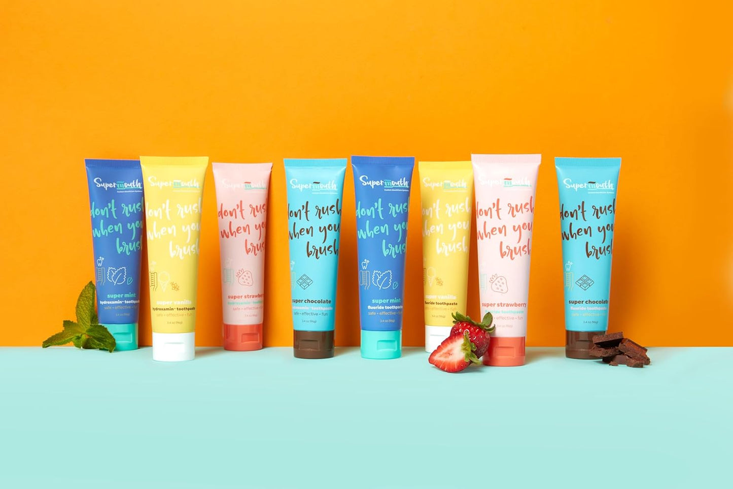 SuperMouth Fluoride Toothpaste - Adults & Kids, Fights Cavities, Whitens, Nano Hydroxyapatite, Dentist Developed, Safe Clean Ingredients, Gentle on Sensitive Teeth, Vitamins D3 & K2, 4 Tasty Flavors