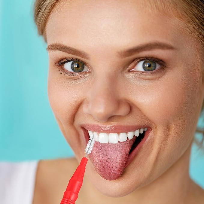 BBTO 100 Pcs Braces Dental Brush Flosser for Cleaner Interdental Brush Toothpick Tooth Flossing Head Oral Dental Toothpick Cleaners Cleaning Tool(Red)