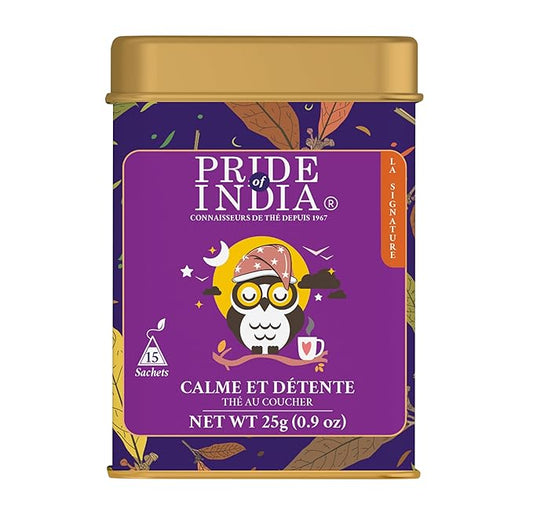 Pride of India | Sip and Relax : Bedtime Tea | 15 Pyramid Full Leaf Individually Wrapped Tea Bags| 100% Natural Blend of White Tea & Herbs from Single Origin | Calming and Soothing