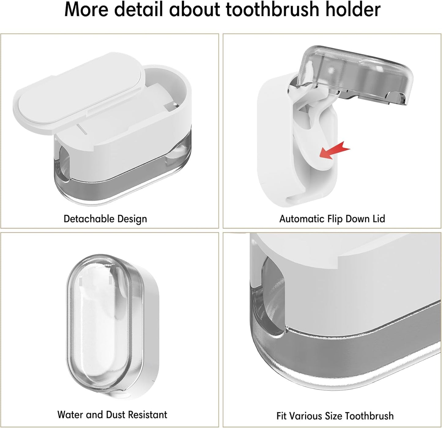 BALUCA 3 PCS Travel Toothbrush Head Covers Caps, Tooth Brush Protector Case Wall Mounted Hanging Rack Organizer for Travel, Camping, Bathroom, School, Business (Grey)