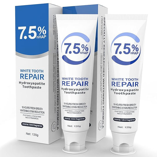 Hydroxyapatite Toothpaste, Nano Hydroxyapatite Toothpaste for Enamel Protection and Tooth Strengthening, Fresh Mint Flavor, Promotes Fresh Breath, Daily Use for Oral Health 2 Pack
