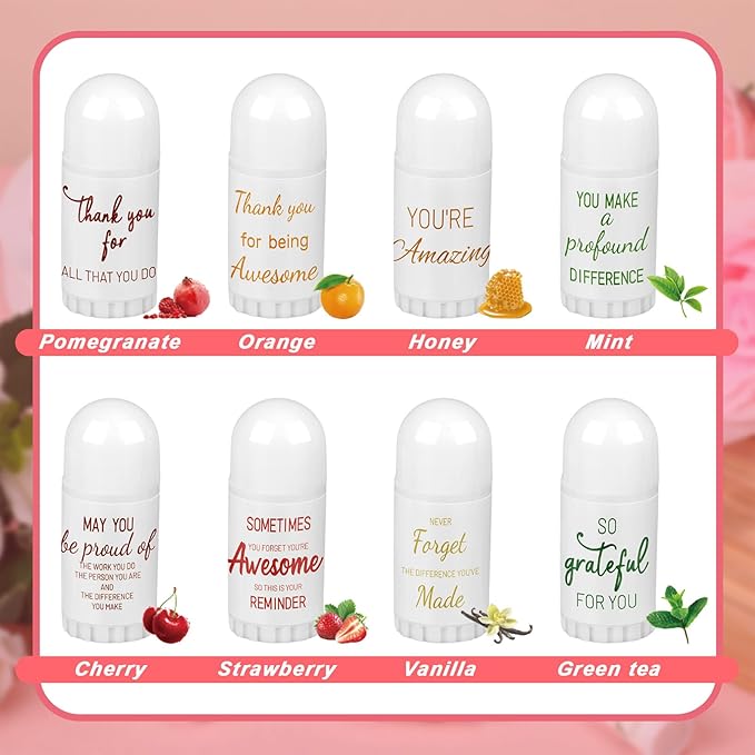 72 Pcs Christmas Mini Lip Balm Bulk Gift, 8 Assorted Flavors, Moisturizing for All Skin Types Thank You Gift for Employees, Operation Christmas, Women, Christian Charity Donation, Thanksgiving