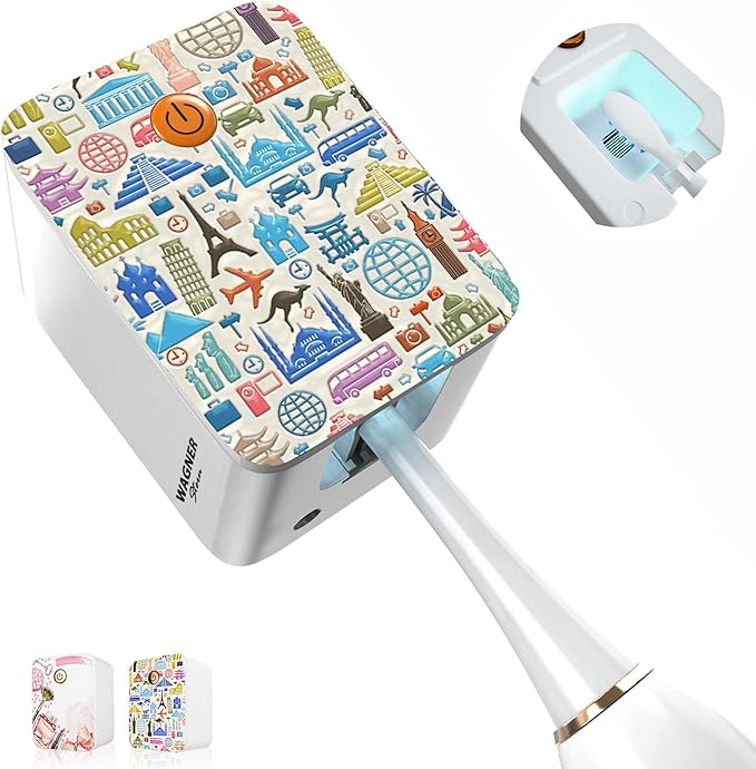 Wagner & Stern UV Toothbrush Sanitizer. Rechargeable Battery, 3D Design, Compatible with All Brush Heads.