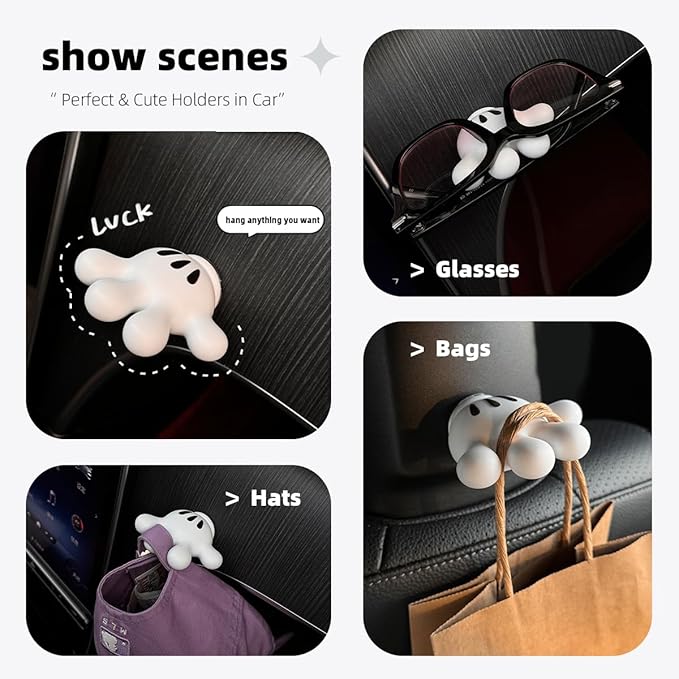 Cute Hanging Toothbrush Holder, Cute Hand Wall Hanging Utility Suction Hooks with StickyPads, Funny Multi-Function Bathroom Decor, Shower Holder (3)