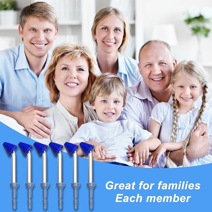 Nose Washing Replacement Tips for Waterpik Oral Irrigator Wp-100 Wp-450 Wp-250 Wp-300 Wp-660 Wp-900 by (6 Nasal irrigator Tips)