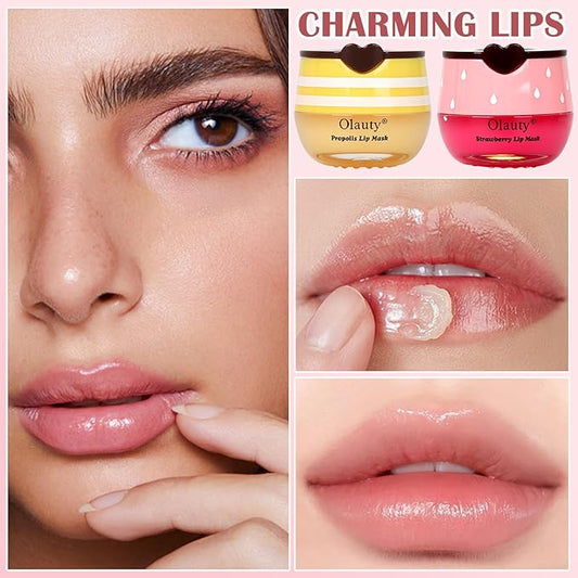 3 PCS Bee Lip Balm Honey Pot,Strawberry, Watermelon, Honey Flavors,Hydrating Lip Masks Overnight Reduces Lip Lines,Lip Prevention Dry &Cracked, Lip Balm Bulk, Christmas Gifts