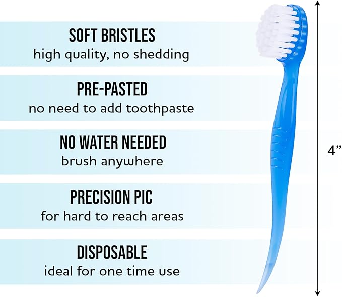 Soft Bristle Mini Individually Wrapped Disposable Toothbrush, Travel Set (36 Pack)