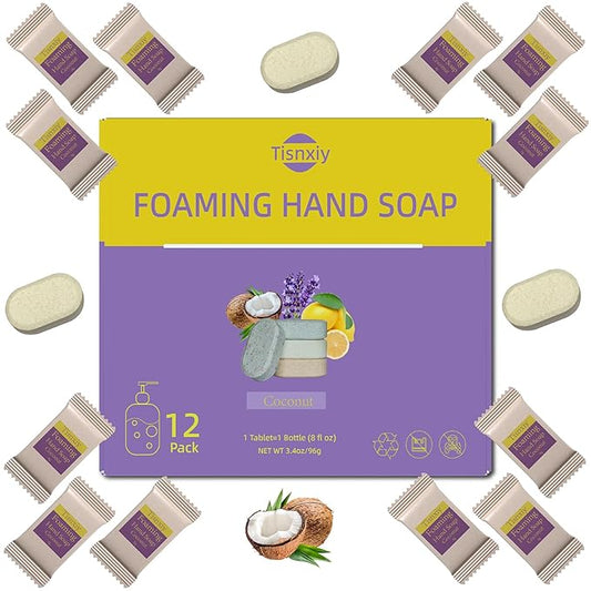 Foaming Hand Soap Tablet Refills - 12 Count- 96 fl oz total (12x 8 fl oz) - Eco-Friendly Foaming Hand Soap Refill - Gentle on Hands, Kind to Earth - Coconut