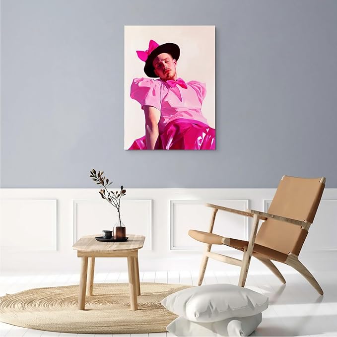 SchindlerBang Masculine Wall Art Decor,Vintage Style Oil Painting,Fashionable Man Canvas Print,Contemporary Home Gallery,12x16inch Framed Display Ready to Hang